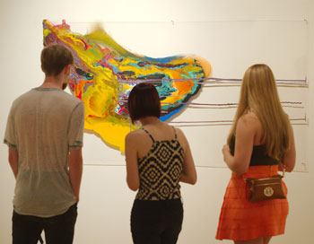 Students in an art gallery